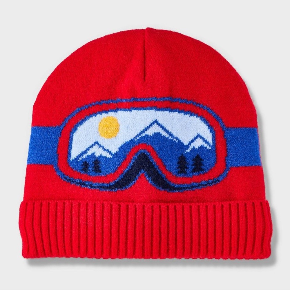Retro Ski Goggle Beanie Hat - Cat & Jack Red NWT